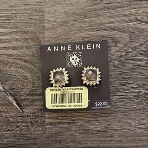 Anne Klein Olive Green / Taupe Clip-On Stud Earrings